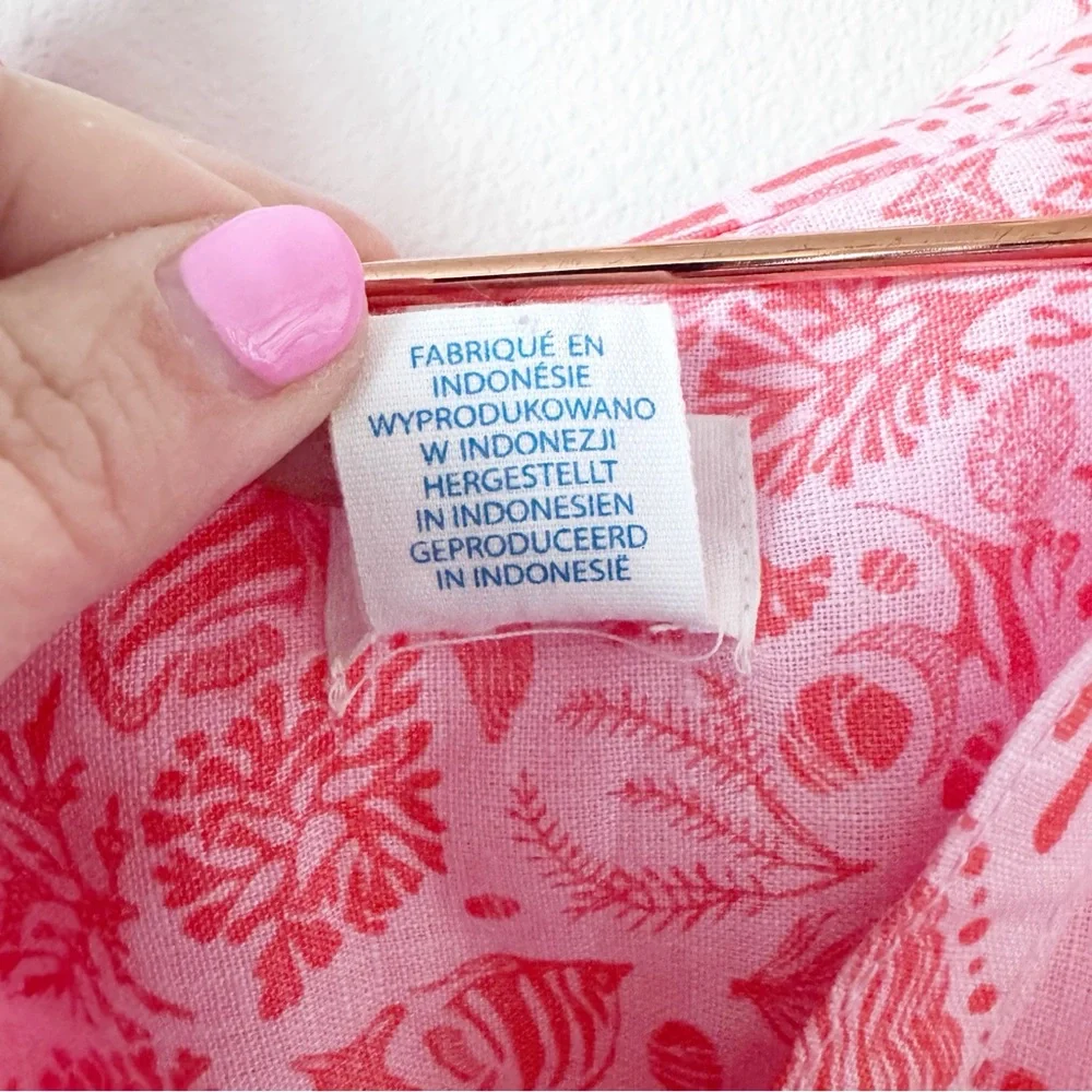 Sigrid Olsen Coral Seashell Linen Coverup - Picture 6 of 11